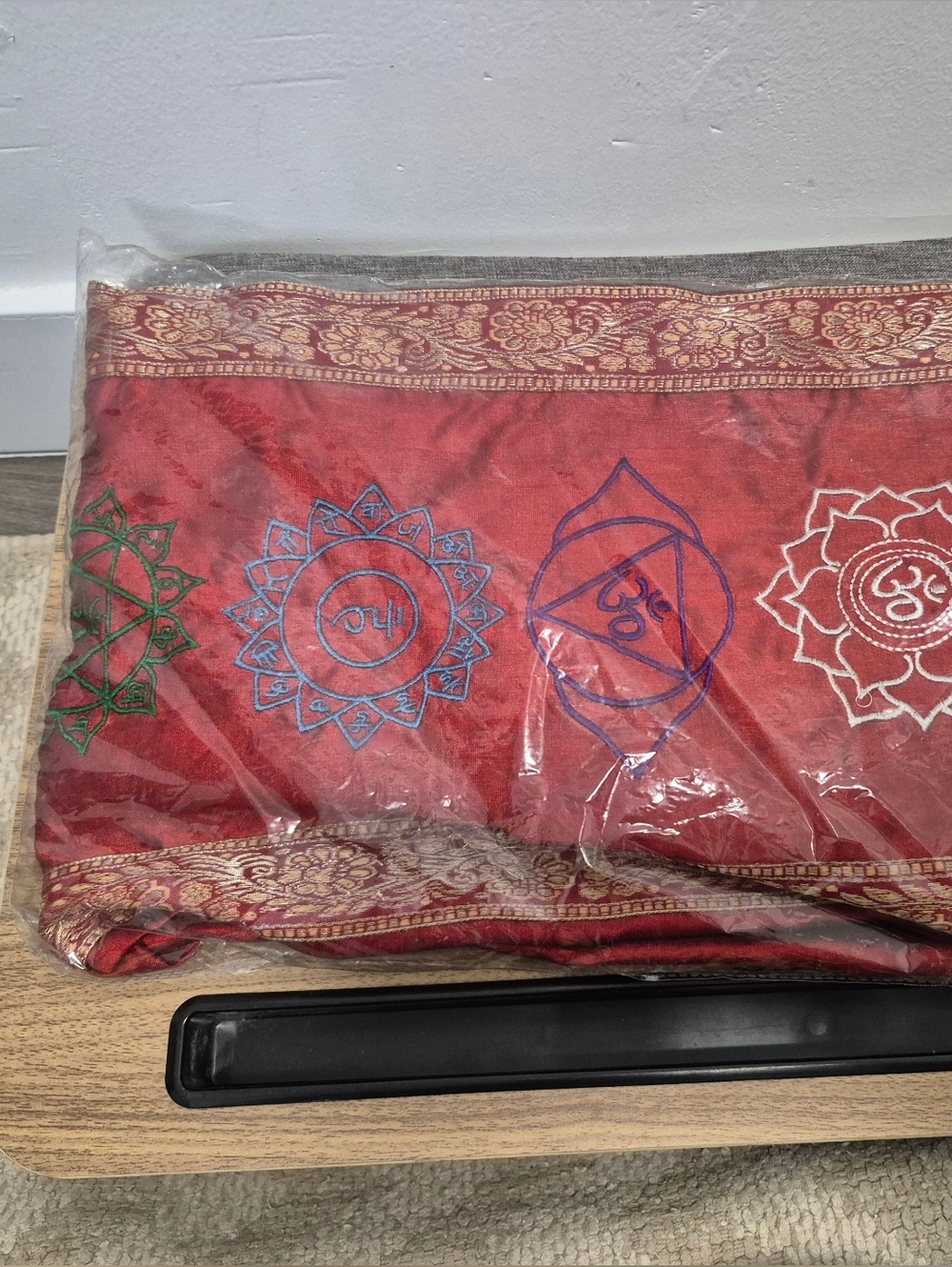 New Red chakra embroidered yoga mat bag.